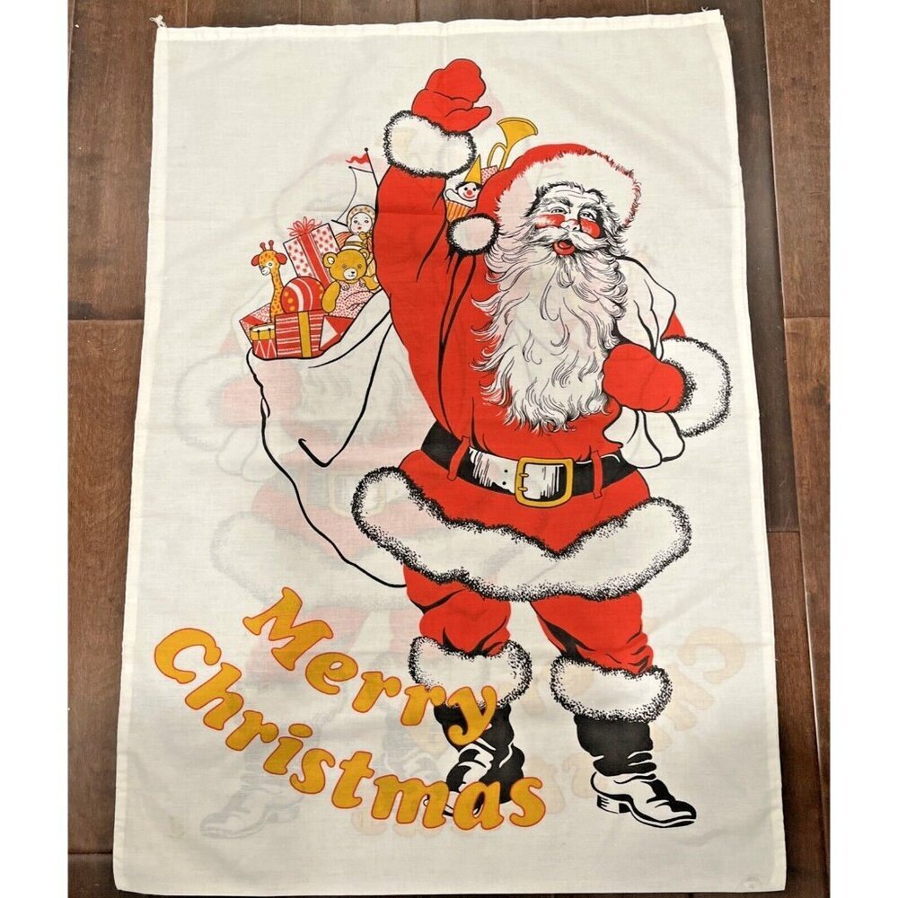 Vintage Christmas‎ Pillowcase Santa Sack toys 50% Polyester/ cotton England